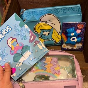 Smurfette & Care Bear Cosmetic Bundle! Cosmetic Bag and make up pallets